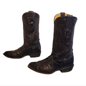 Vintage Los Altos Boots Black Genuine Eel Cowboy Western Boots Men's Size 9EE